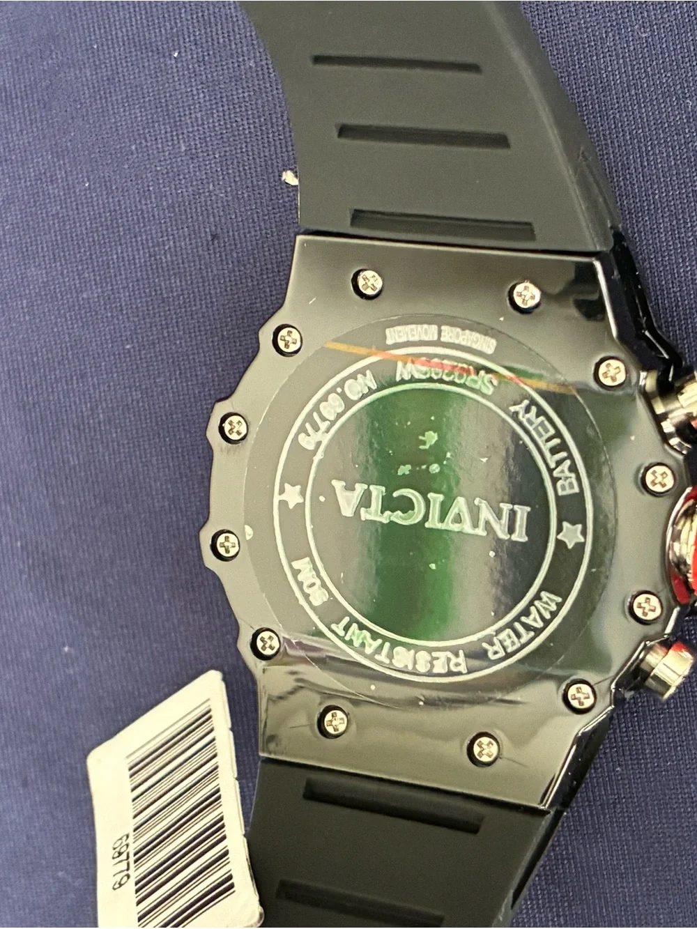 Invicta Black and Red Skeleton Dial Chronograph Watch